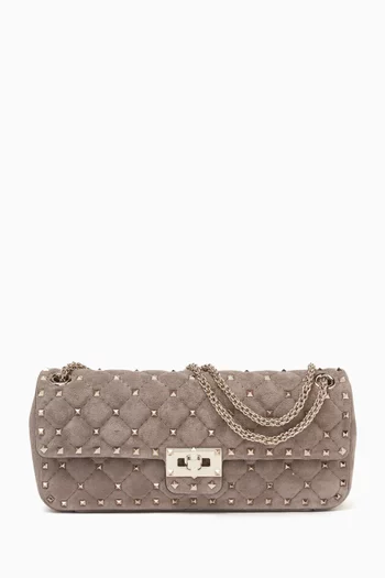 Medium Rockstud Spike Shoulder Bag in Suede