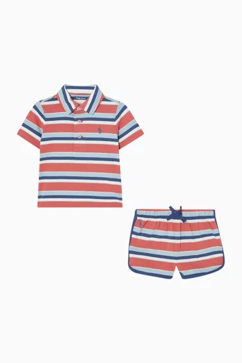 Striped T-Shirt & Shorts Set in Cotton Jersey