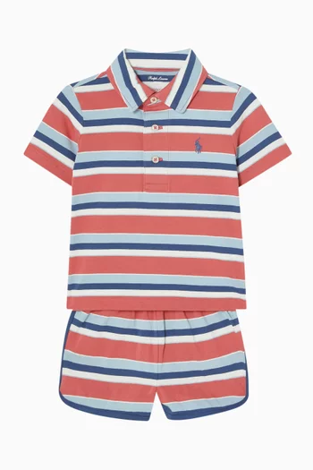 Striped T-Shirt & Shorts Set in Cotton Jersey