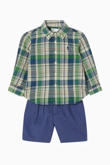 Checked  Shirt & Shorts Set