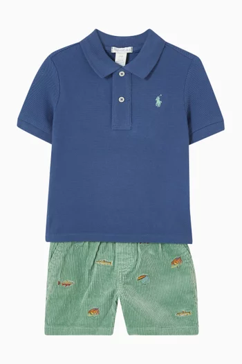 Polo T-Shirt & Shorts Set in Cotton