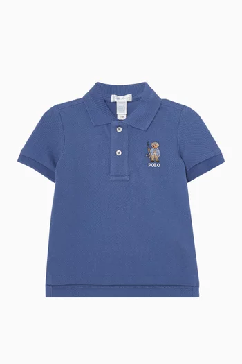 Graphic Polo Shirt in Cotton Mesh