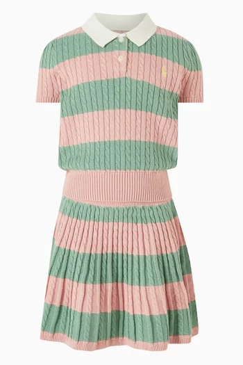 Striped Polo Shirt & Skirt Set