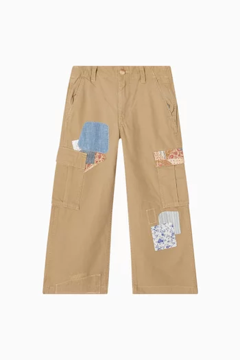 Patchwork Cargo Trousers in Cotton