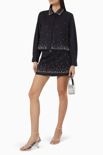 Rhinestone-embellished Skort in Wool Blend