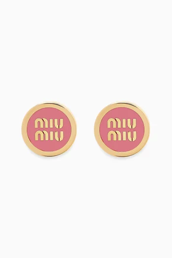 Enameled Logo Stud Earrings