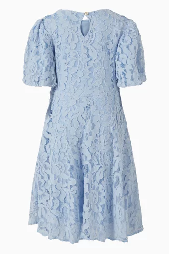 Flounce-sleeve Dress in Floral Lace