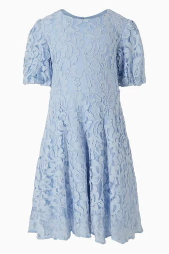 Flounce-sleeve Dress in Floral Lace