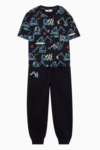Construction-print T-shirt & Sweatpants Set