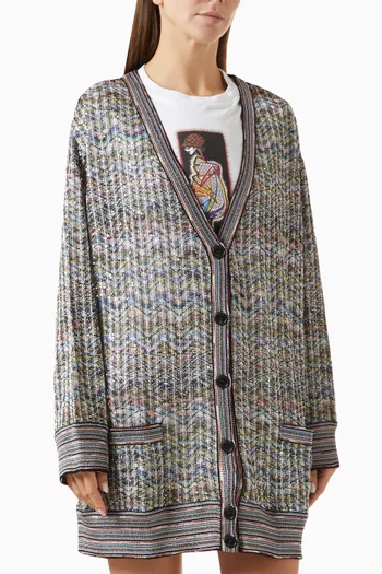 Oversized Sequin Cardigan in Viscose Lamé Blend
