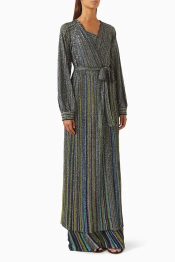 Long Belted Cardigan in Rayon Blend