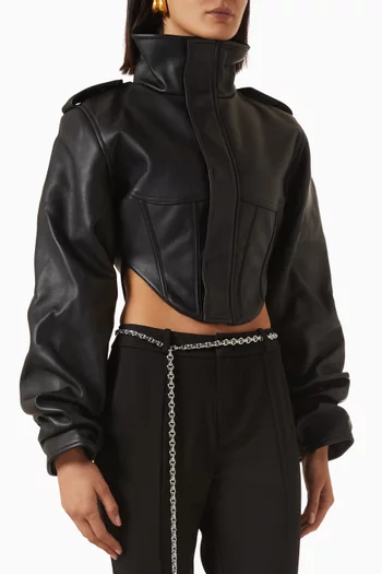Solange Tacked Corset Jacket in Leather