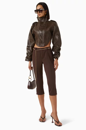 Solange Tacked Corset Jacket in Leather