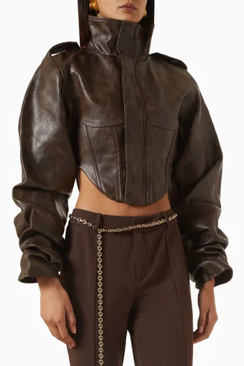 Solange Tacked Corset Jacket in Leather