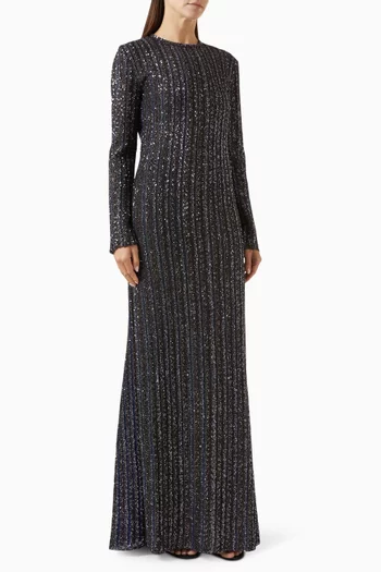 Striped Sequin Maxi Dress
