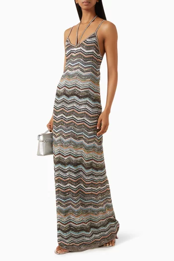 Tie-neck Knit Dress in Rayon Blend