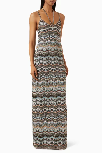 Tie-neck Knit Dress in Rayon Blend