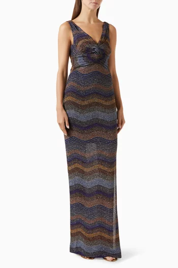 Metallic Zigzag Maxi Dress