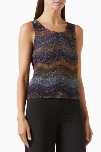 Metallic Zigzag Sleeveless Top