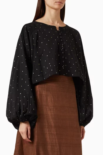 Embellished Royal Top in Cotton