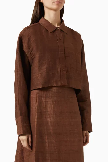 Cropped Classic Button Down Shirt in Silk