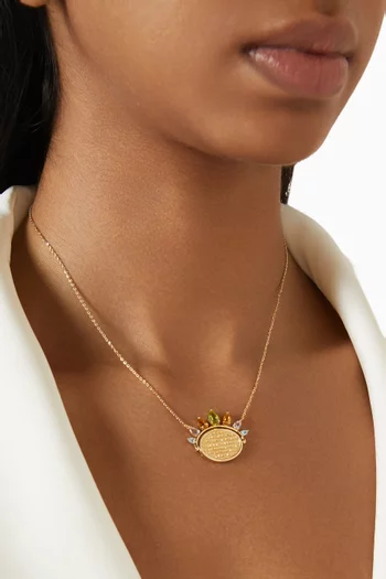 Ayat Al kursi Double Sided Diamond & Sapphire Necklace in 18kt Gold