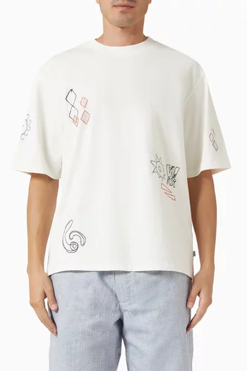 Milton Sun Doodle-print T-shirt in Cotton