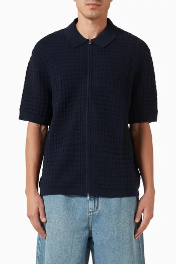 Goldie Zip Mix Stitch Polo Shirt