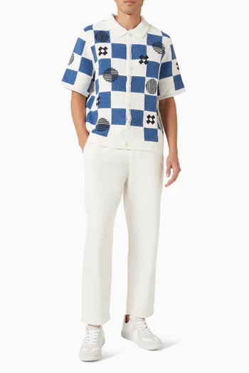 Porto Square Crochet Knitted Shirt in Cotton
