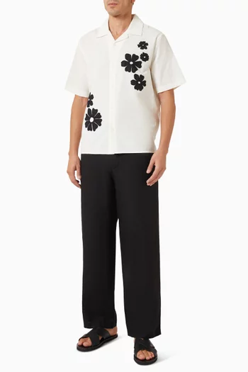 Didcot Appliqué Flowers Shirt in Linen