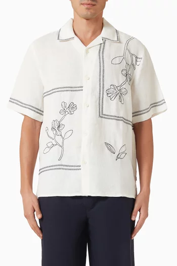 Didcot Grid Flower Shirt in Linen