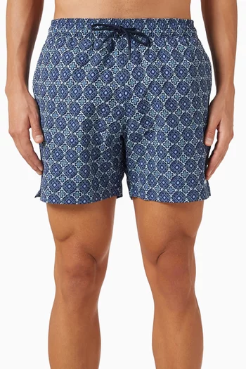 Brockwell Printed Swim Shorts in Seersucker