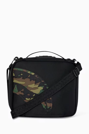 Central Camouflage Shark Embossed Lunch Bag in Nylon