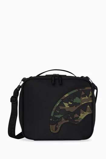Central Camouflage Shark Embossed Lunch Bag in Nylon