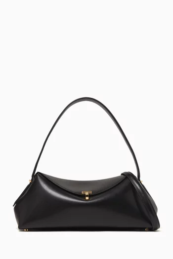 Small T-lock Shoulder Bag in Smooth Leather