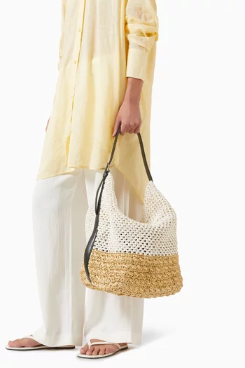 Medium Belted Tote Bag in Paper Raffia