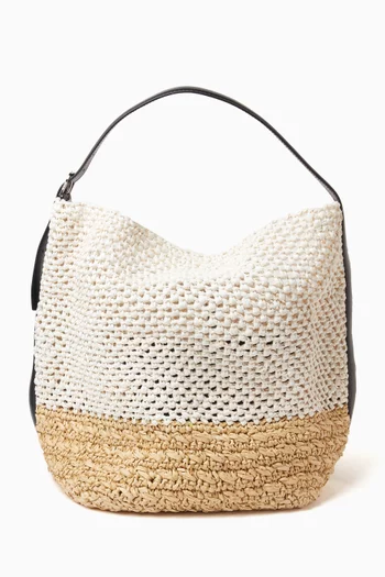Medium Belted Tote Bag in Paper Raffia
