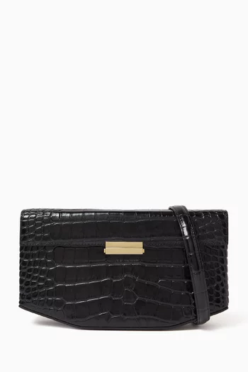 Clip Clutch Bag in Croc-embossed Leather