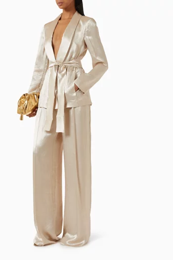 Belted Blazer in Satin
