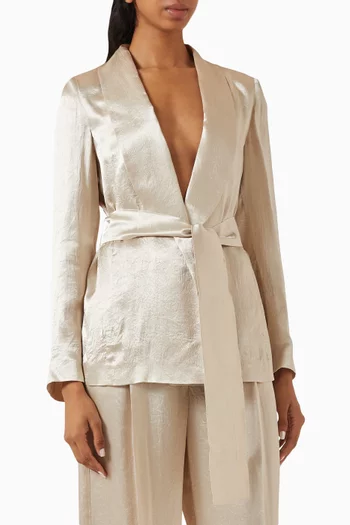Belted Blazer in Satin