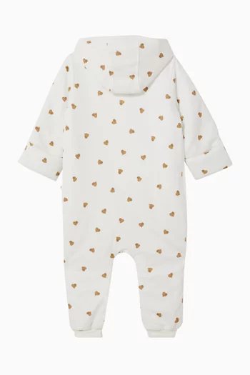 Heart-print Romper in Bamboo & Cotton