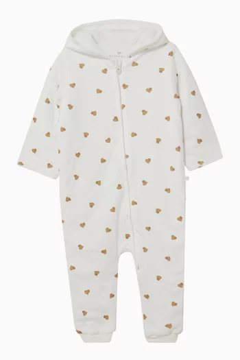 Heart-print Romper in Bamboo & Cotton
