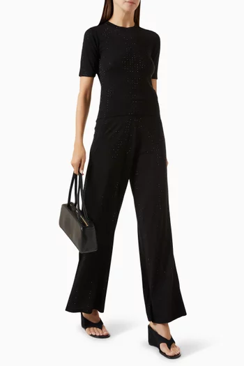 Embellished Wide-leg Pants in Knit