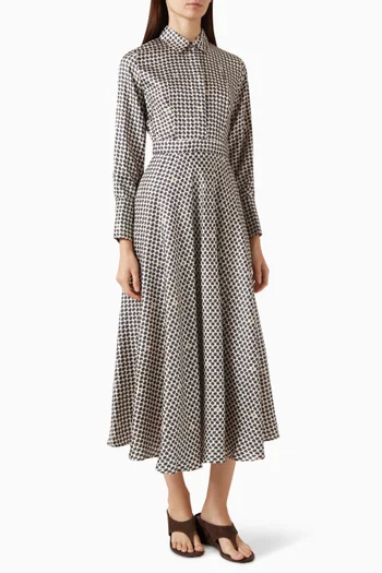 Printed Shirtdress in Silk Twill