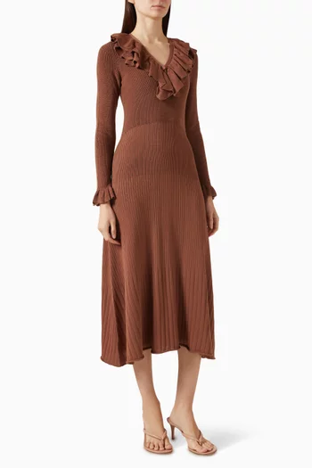 Knit Ruffle Dress in Lyocell