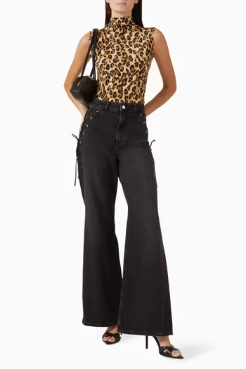Leopard-print Top in Jersey