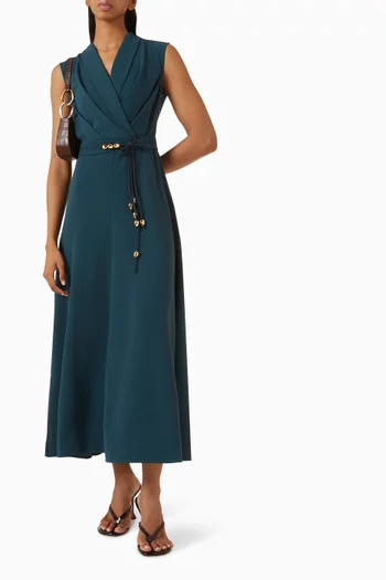 Belted Dress in Crepe Envers Satin