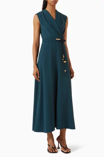 Belted Dress in Crepe Envers Satin
