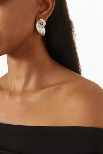 The Palma Shell Earrings in Rhodium-plated Silver