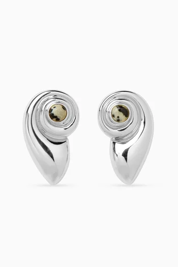 The Palma Shell Earrings in Rhodium-plated Silver